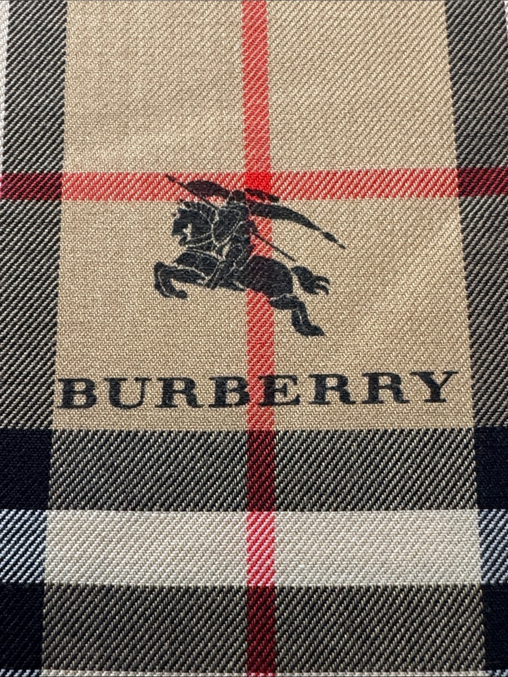Burberry Beige Black White Red Check Pocket Square - Picture 3 of 4